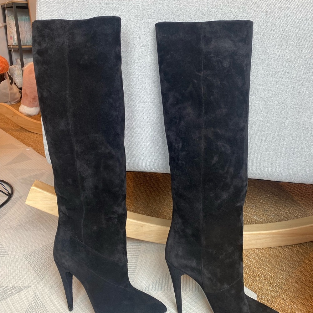 Saint Laurent Black Suede Abbey Boots